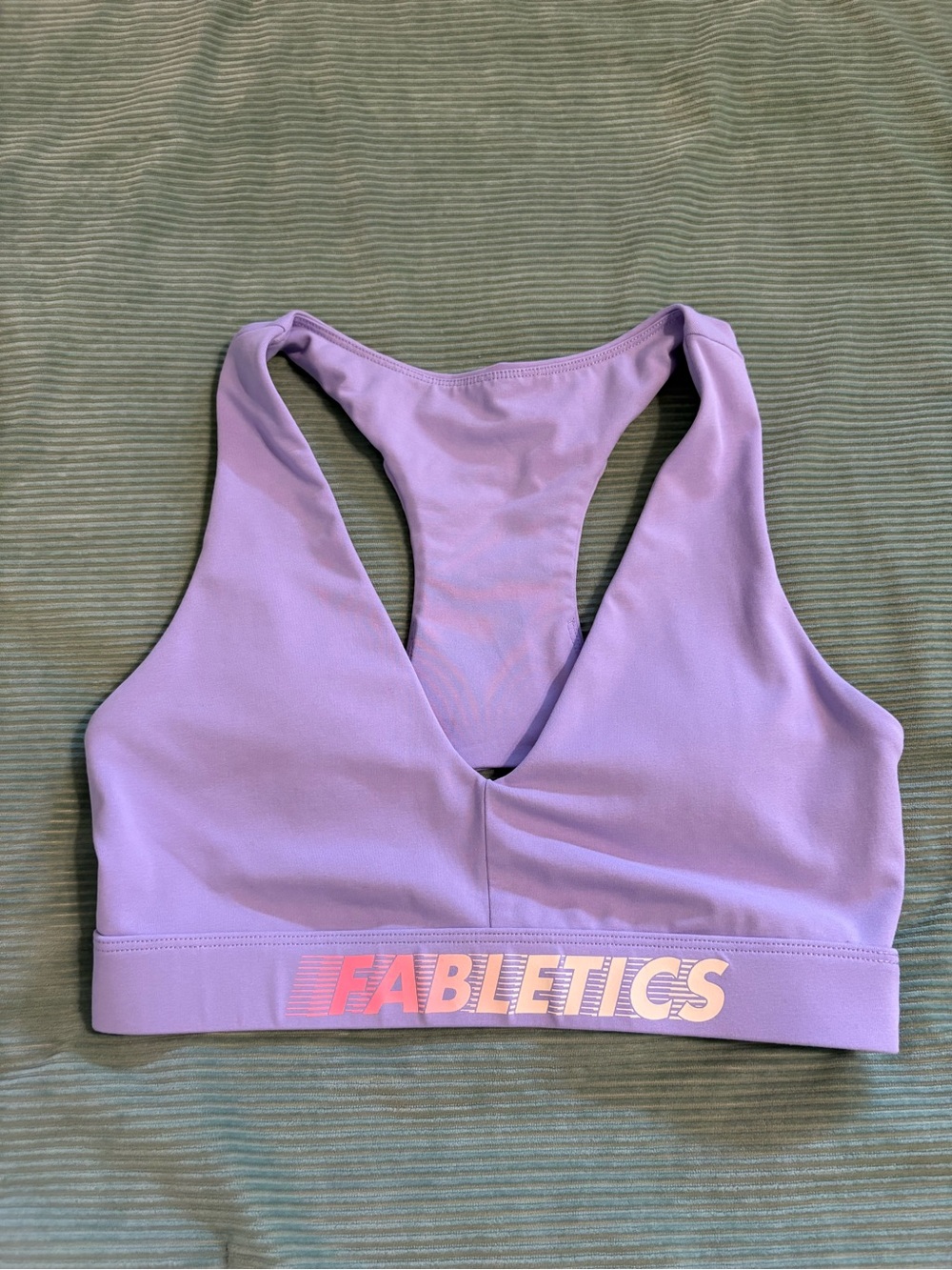 Fabletics Lavender Racerback Sports Bra with Gradient Logo